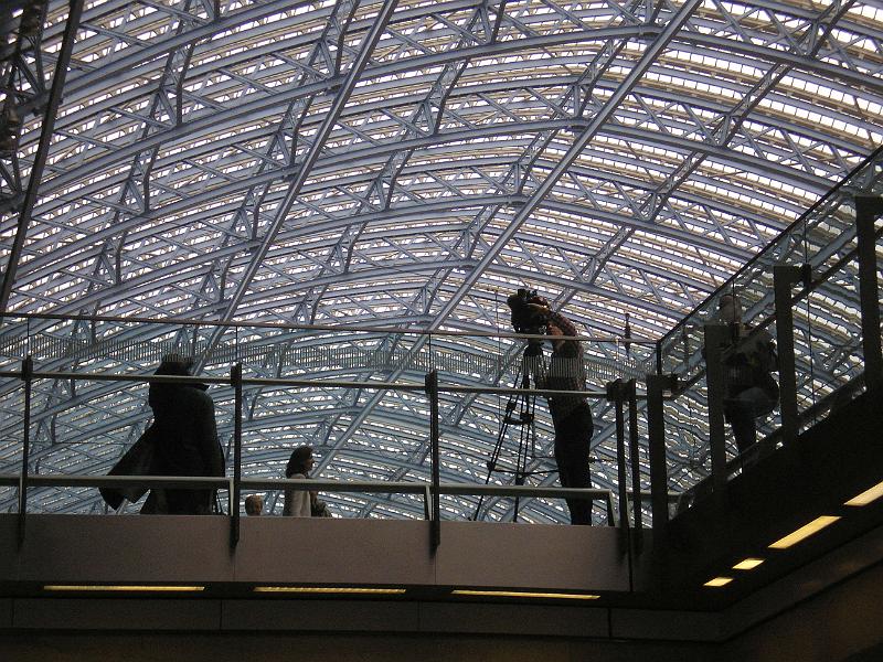 Filming the crowds at St Pancras.JPG